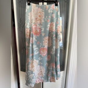 Abercrombie & Fitch Floral Satin Midi Skirt